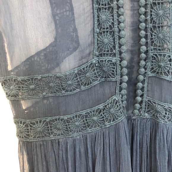 Sundance sheer dress cold shoulder crochet lace trim navy blue Size 2 - Picture 9 of 13